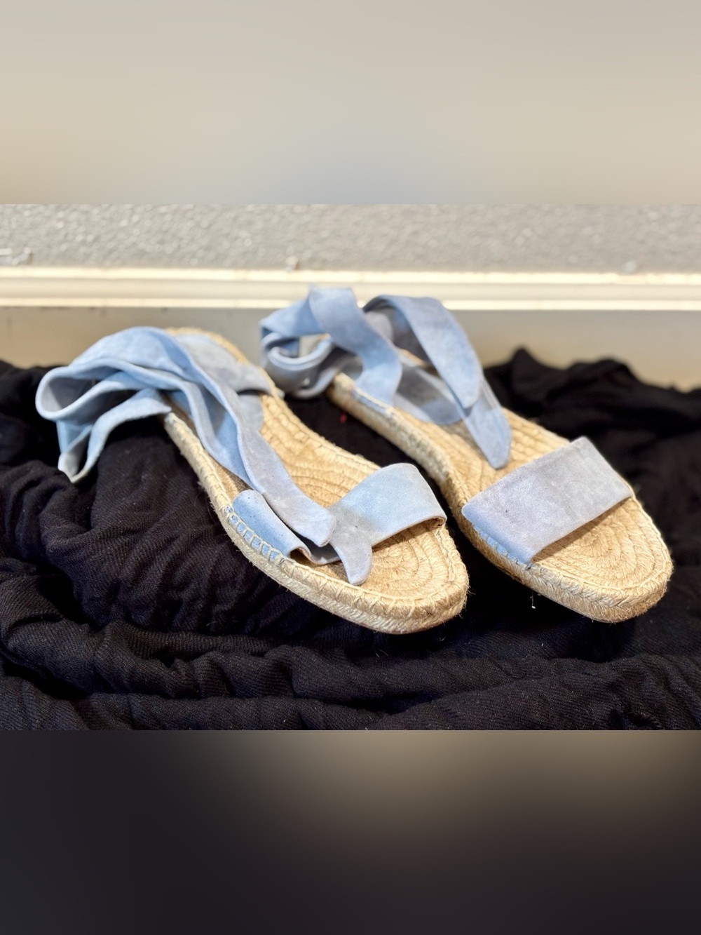 Splendid Light Blue Suede Espadrille Sandals with Wrap Straps